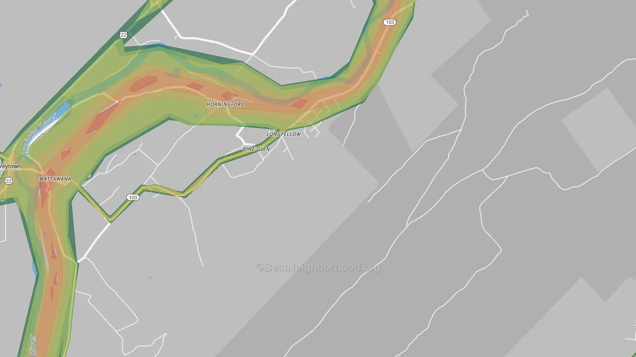 Longfellow, PA Map of Noise Levels in Longfellow