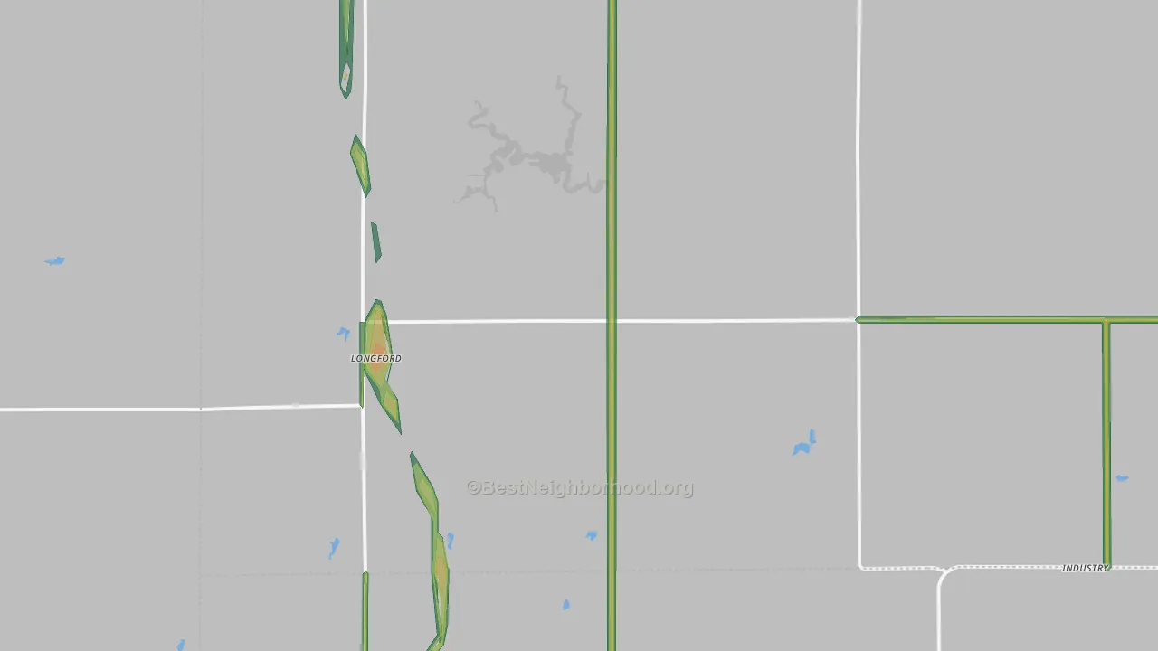 Longford, KS Map of Noise Levels in Longford