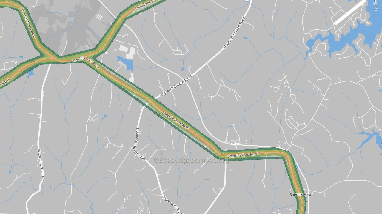 Longisland, NC Map of Noise Levels in Longisland