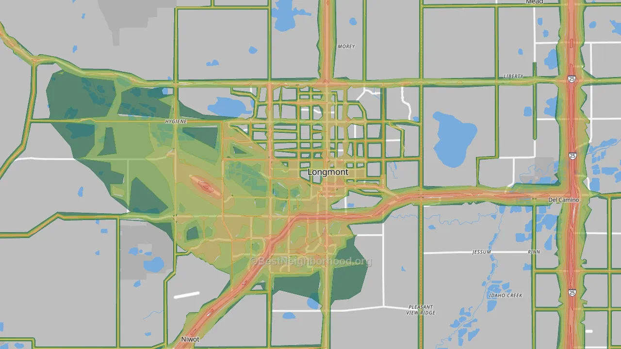 Longmont, CO Map of Noise Levels in Longmont