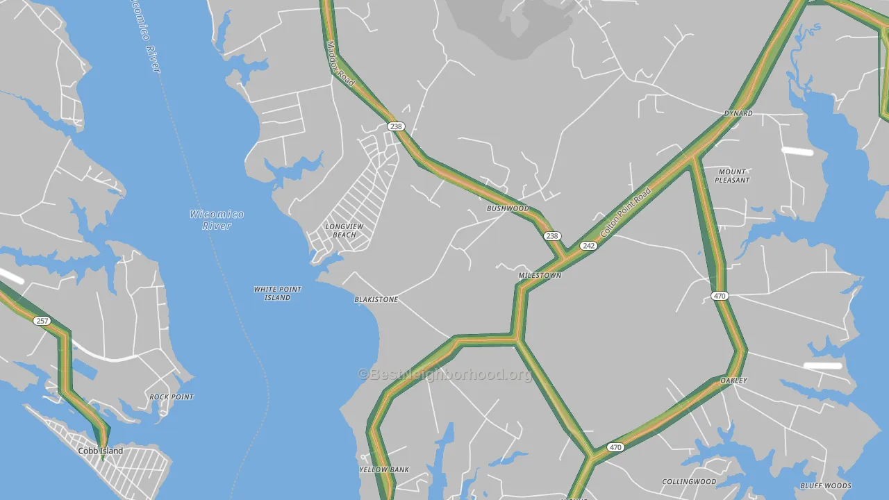 Longview Beach, MD Map of Noise Levels in Longview Beach