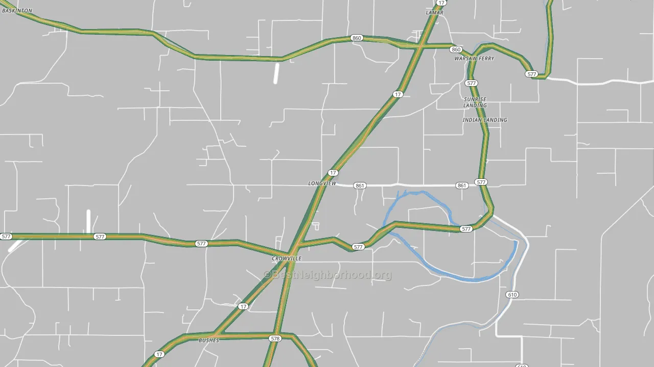 Longview, LA Map of Noise Levels in Longview