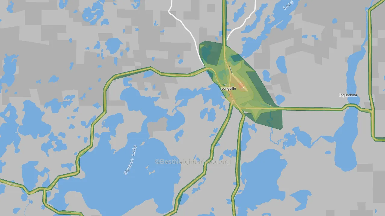 Longville, MN Map of Noise Levels in Longville