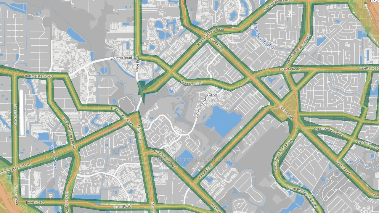 Longwood, Cypress, TX Map of Noise Levels in Longwood