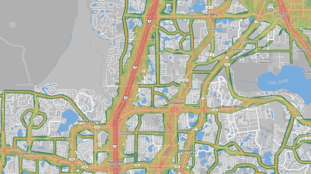 Longwood, FL Map of Noise Levels in Longwood