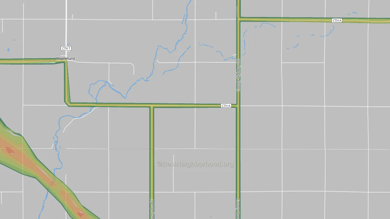 Longwood, WI Map of Noise Levels in Longwood