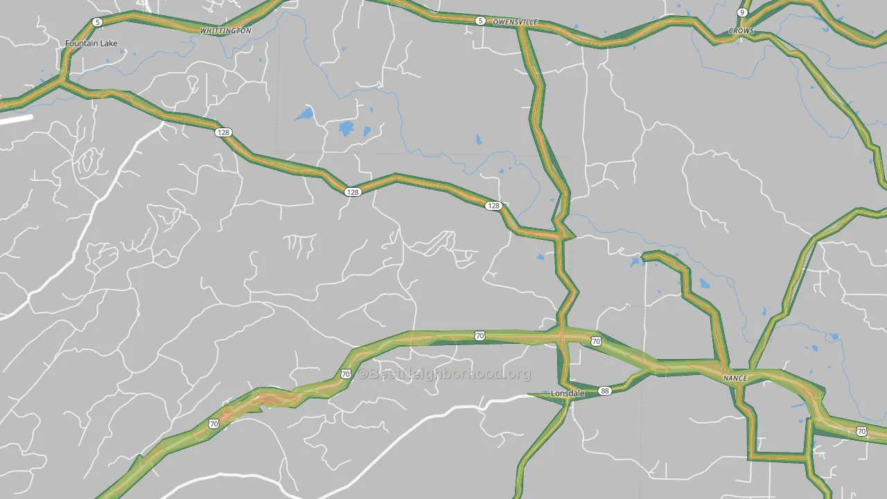 Lonsdale, AR Map of Noise Levels in Lonsdale