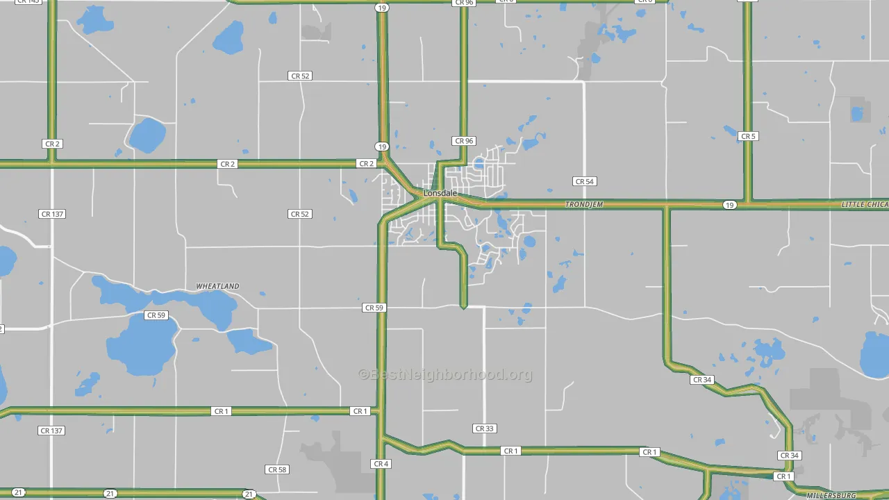 Lonsdale, MN Map of Noise Levels in Lonsdale