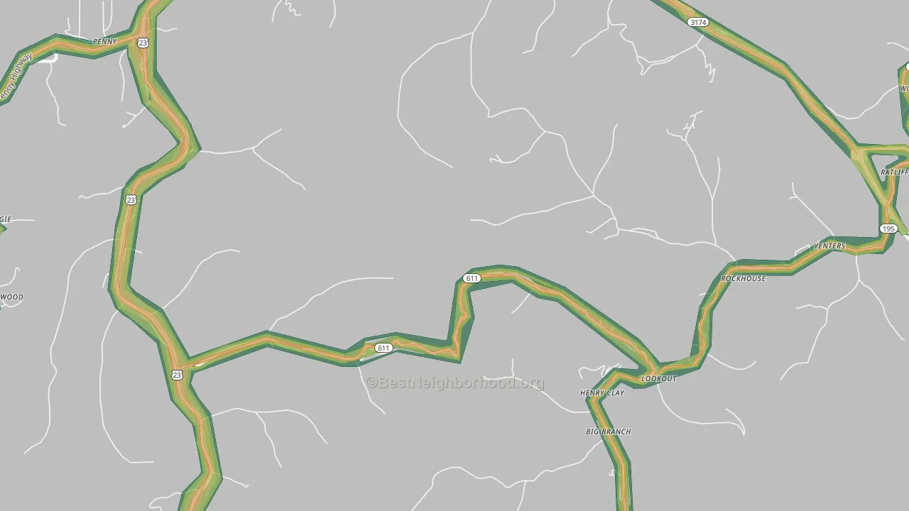Lookout, KY Map of Noise Levels in Lookout