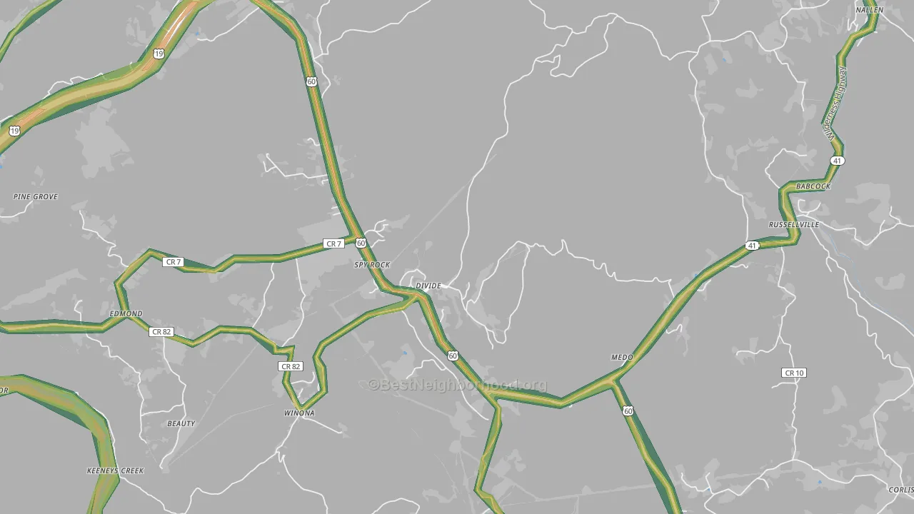 Lookout, WV Map of Noise Levels in Lookout