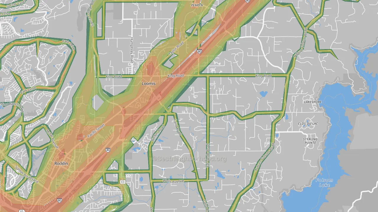 Loomis, CA Map of Noise Levels in Loomis