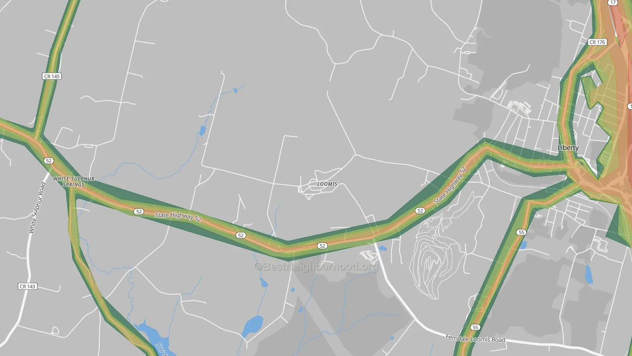 Loomis, NY Map of Noise Levels in Loomis