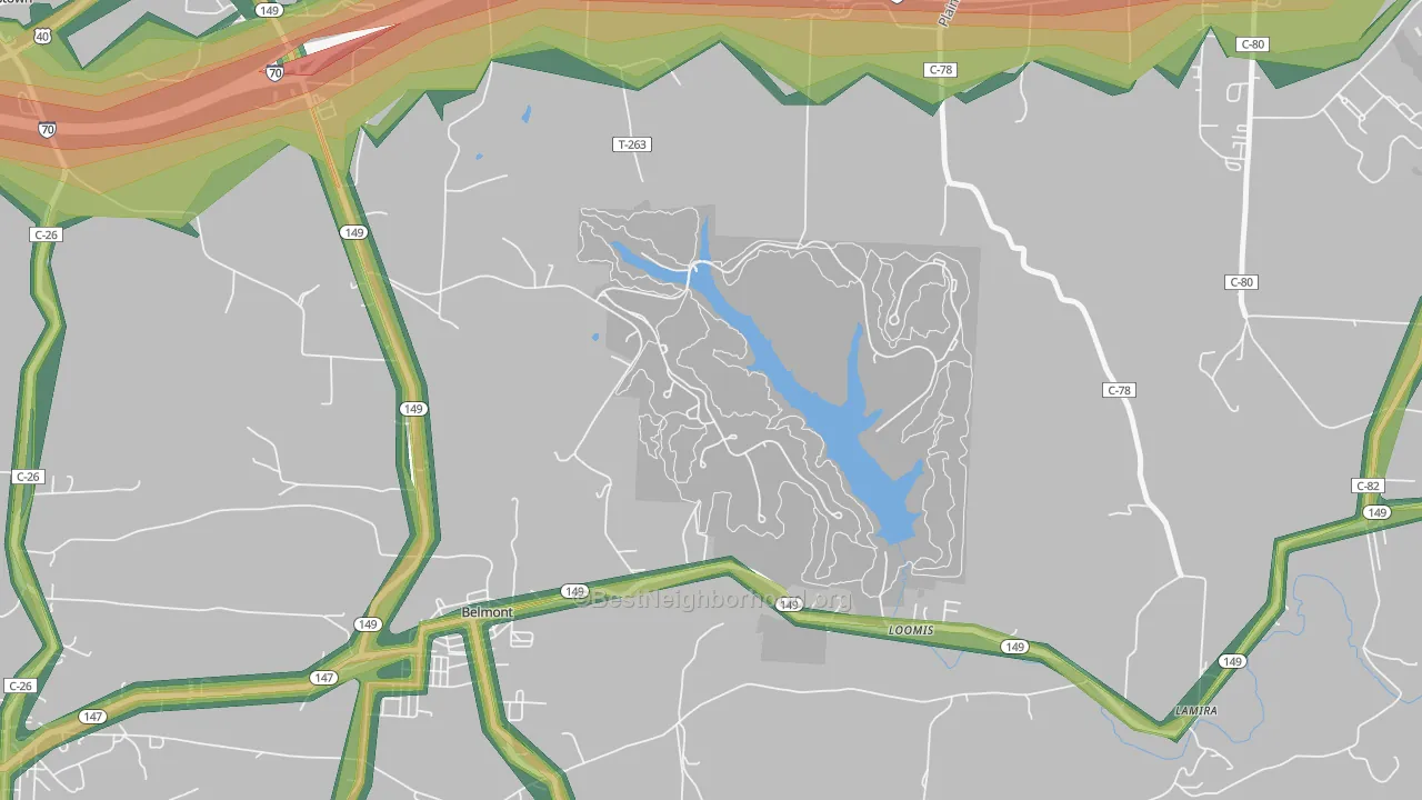 Loomis, OH Map of Noise Levels in Loomis