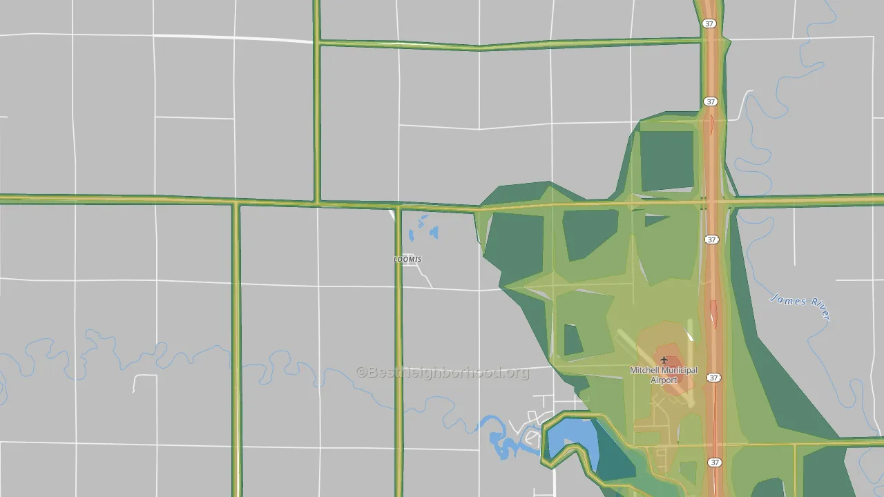 Loomis, SD Map of Noise Levels in Loomis