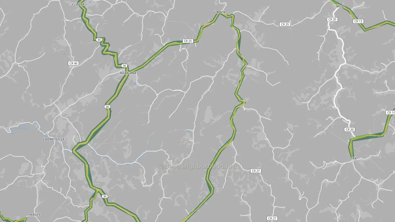 Looneyville, WV Map of Noise Levels in Looneyville