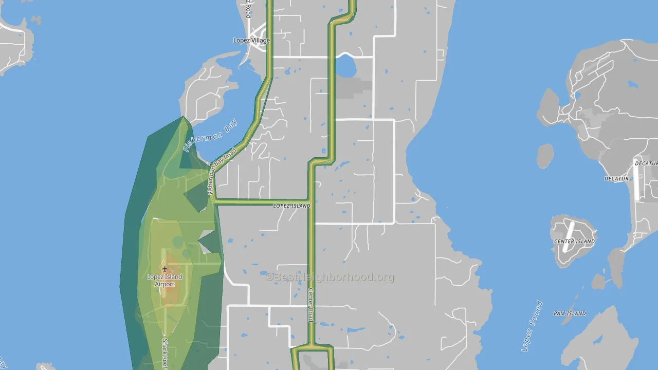 Lopez, WA Map of Noise Levels in Lopez
