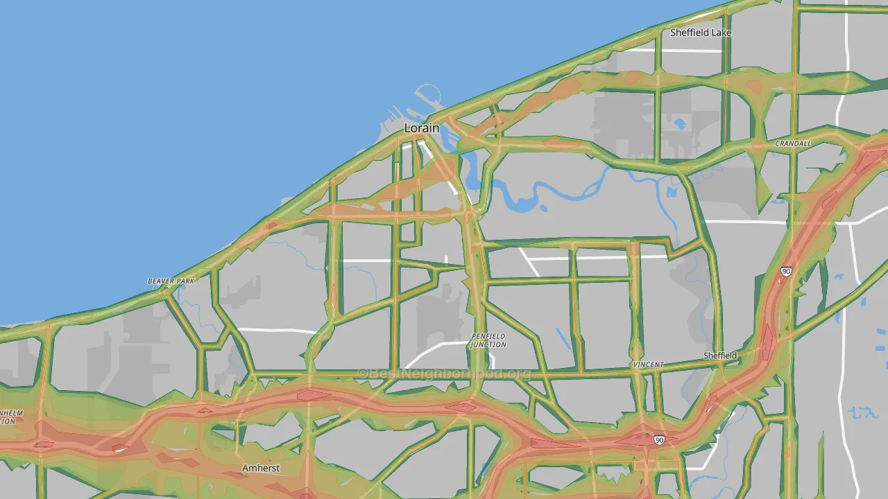 Lorain, OH Map of Noise Levels in Lorain