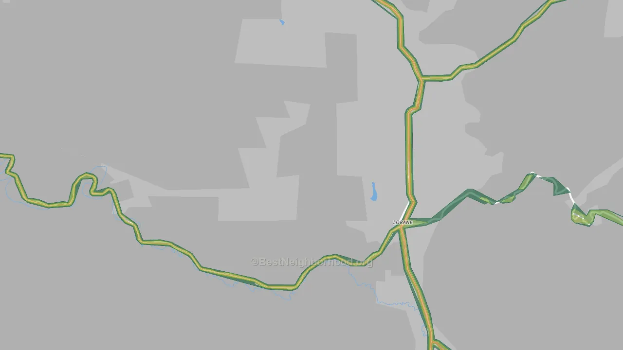 Lorane, OR Map of Noise Levels in Lorane