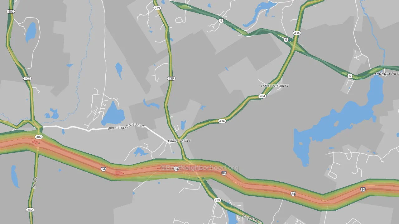Lords Valley, PA Map of Noise Levels in Lords Valley