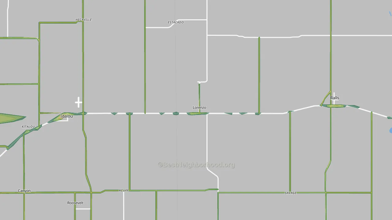 Lorenzo, TX Map of Noise Levels in Lorenzo