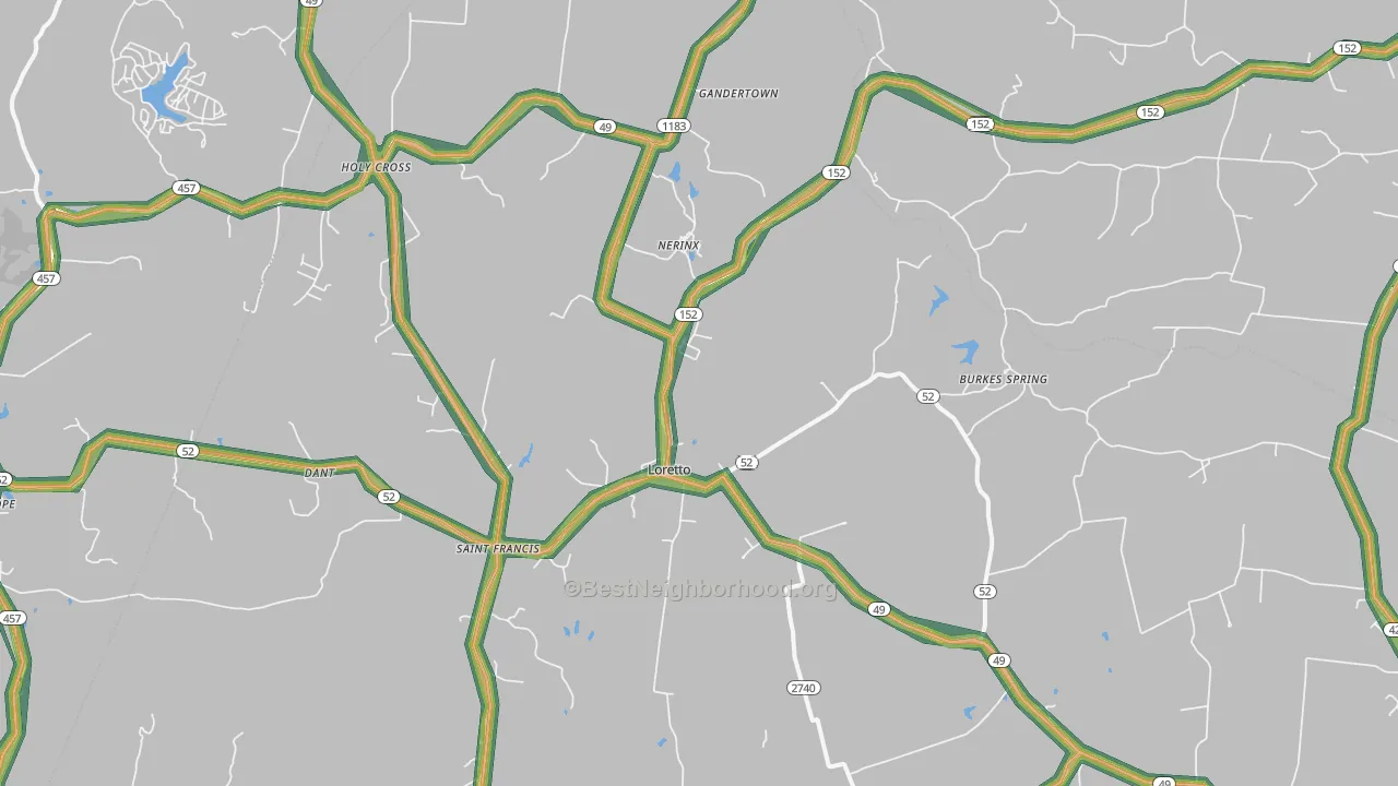 Loretto, KY Map of Noise Levels in Loretto