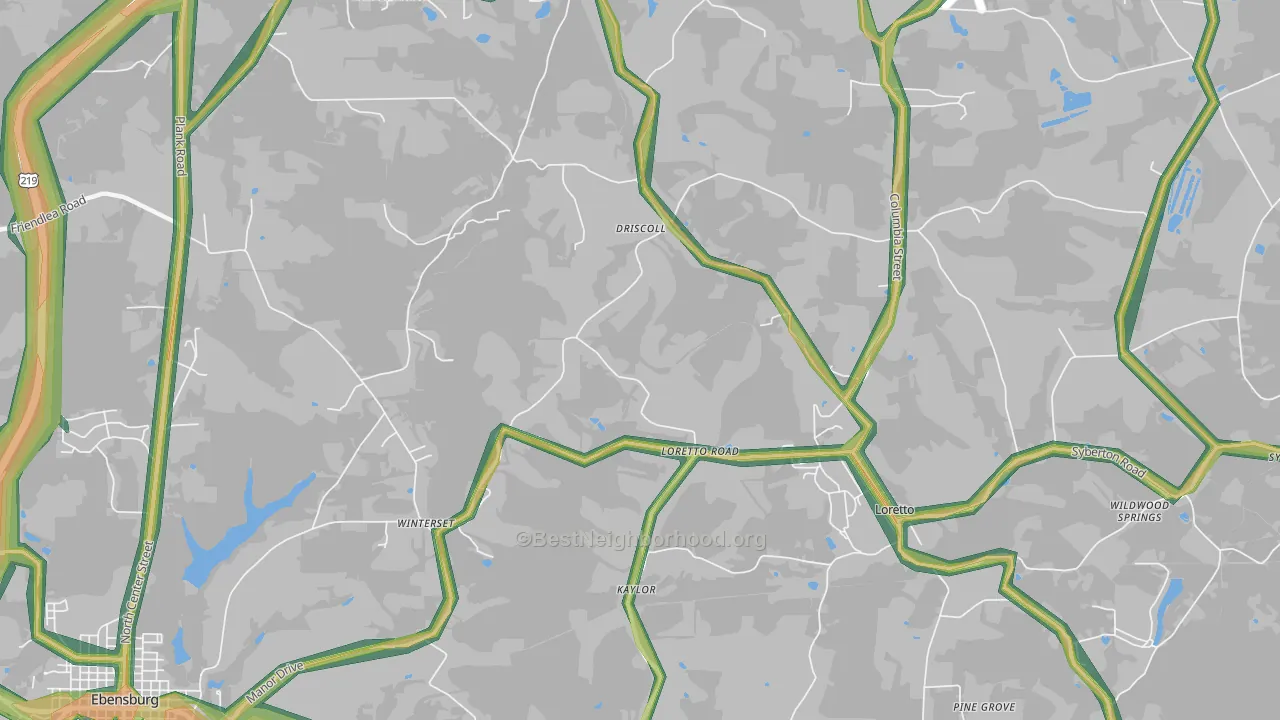 Loretto Road, PA Map of Noise Levels in Loretto Road