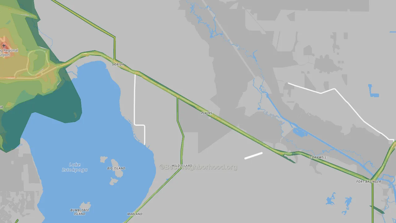 Lorida, FL Map of Noise Levels in Lorida