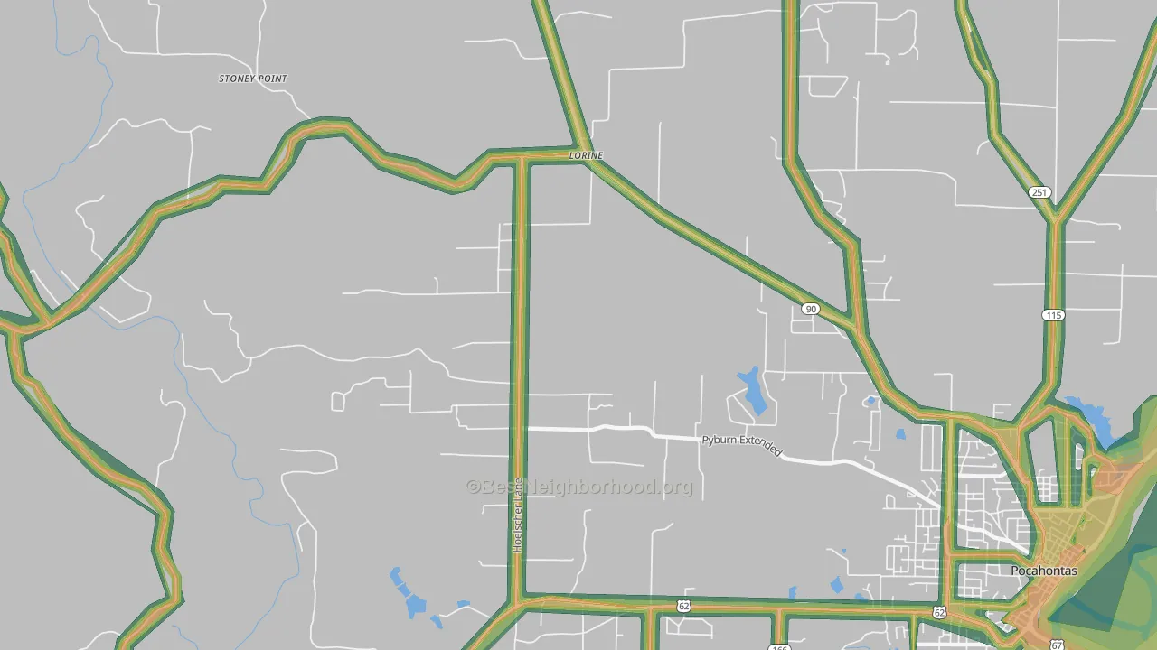 Lorine, AR Map of Noise Levels in Lorine