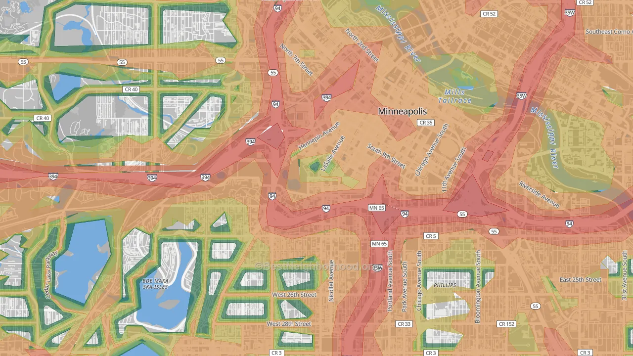 Loring Park, Minneapolis, MN Map of Noise Levels in Loring Park
