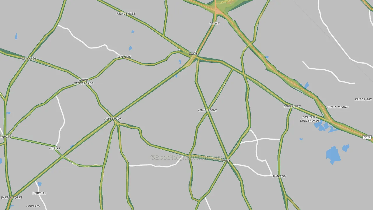 Loris, SC Map of Noise Levels in Loris