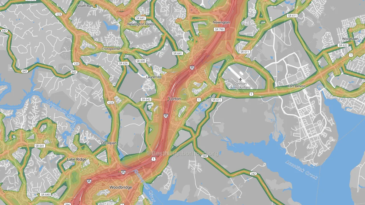 Lorton, VA Map of Noise Levels in Lorton