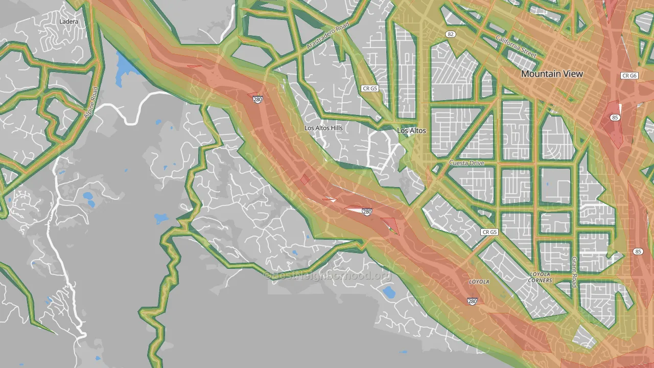 Los Altos Hills, CA Map of Noise Levels in Los Altos Hills