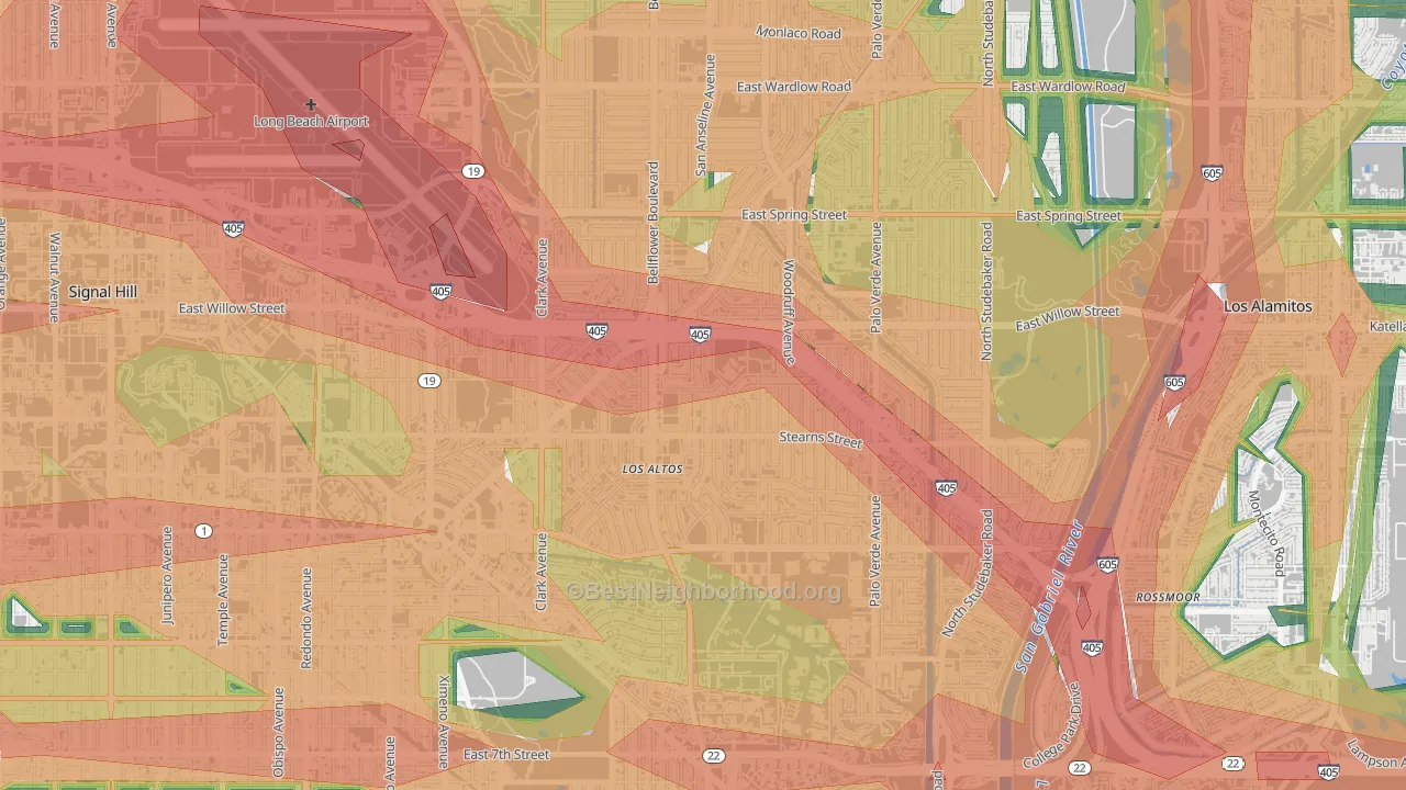 Los Altos, Long Beach, CA Map of Noise Levels in Los Altos