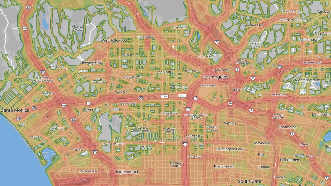 Los Angeles, CA Map of Noise Levels in Los Angeles