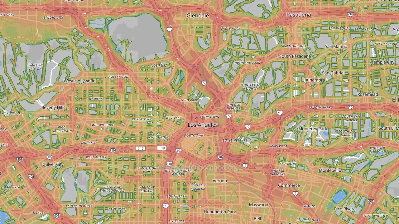 Los Angeles County, CA Map of Noise Levels in Los Angeles County
