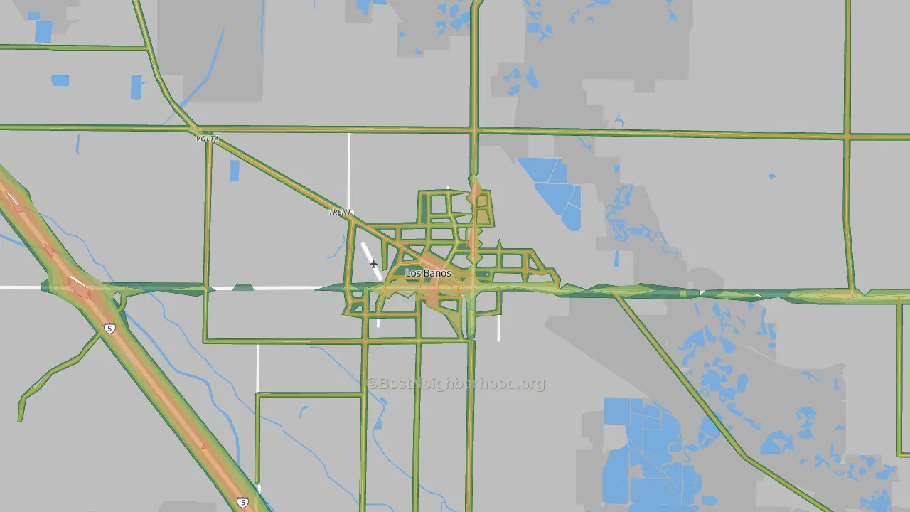Los Banos, CA Map of Noise Levels in Los Banos