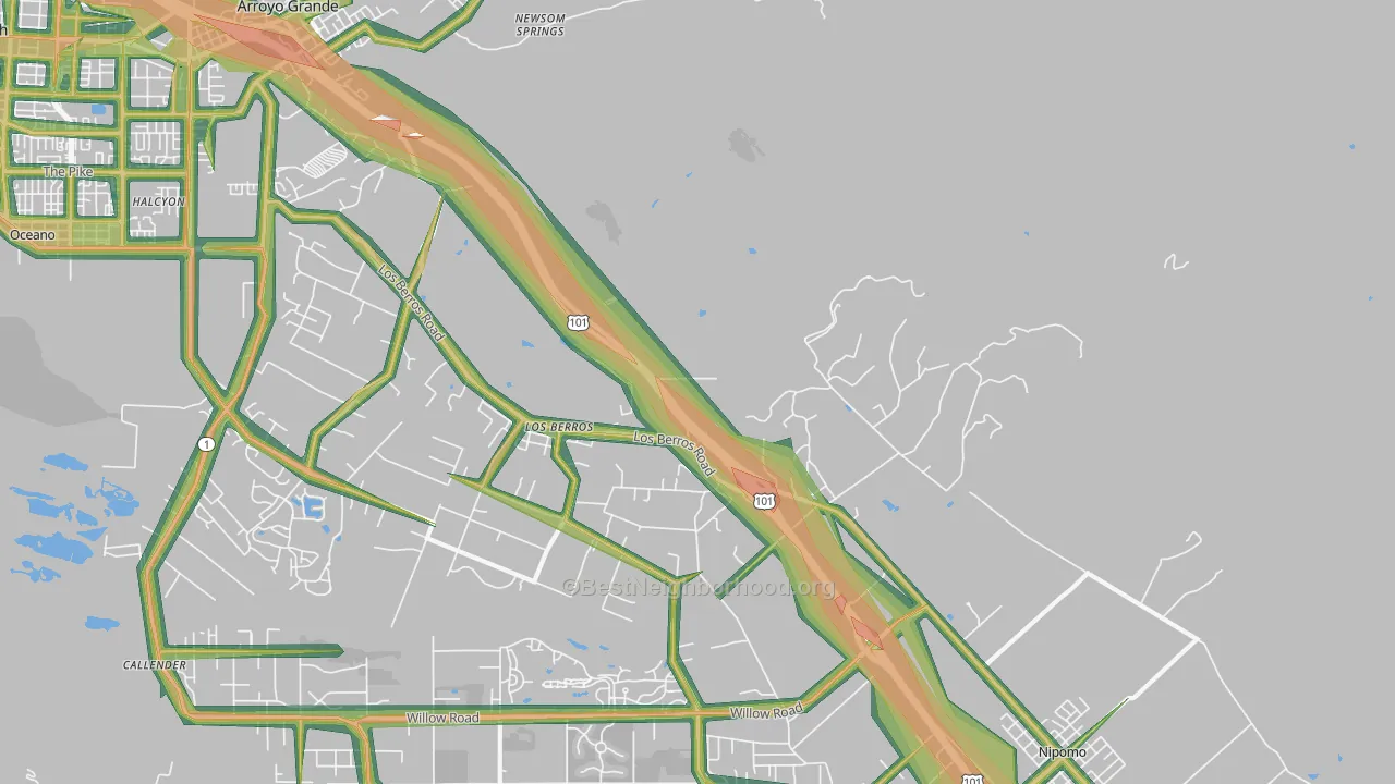 Los Berros, CA Map of Noise Levels in Los Berros