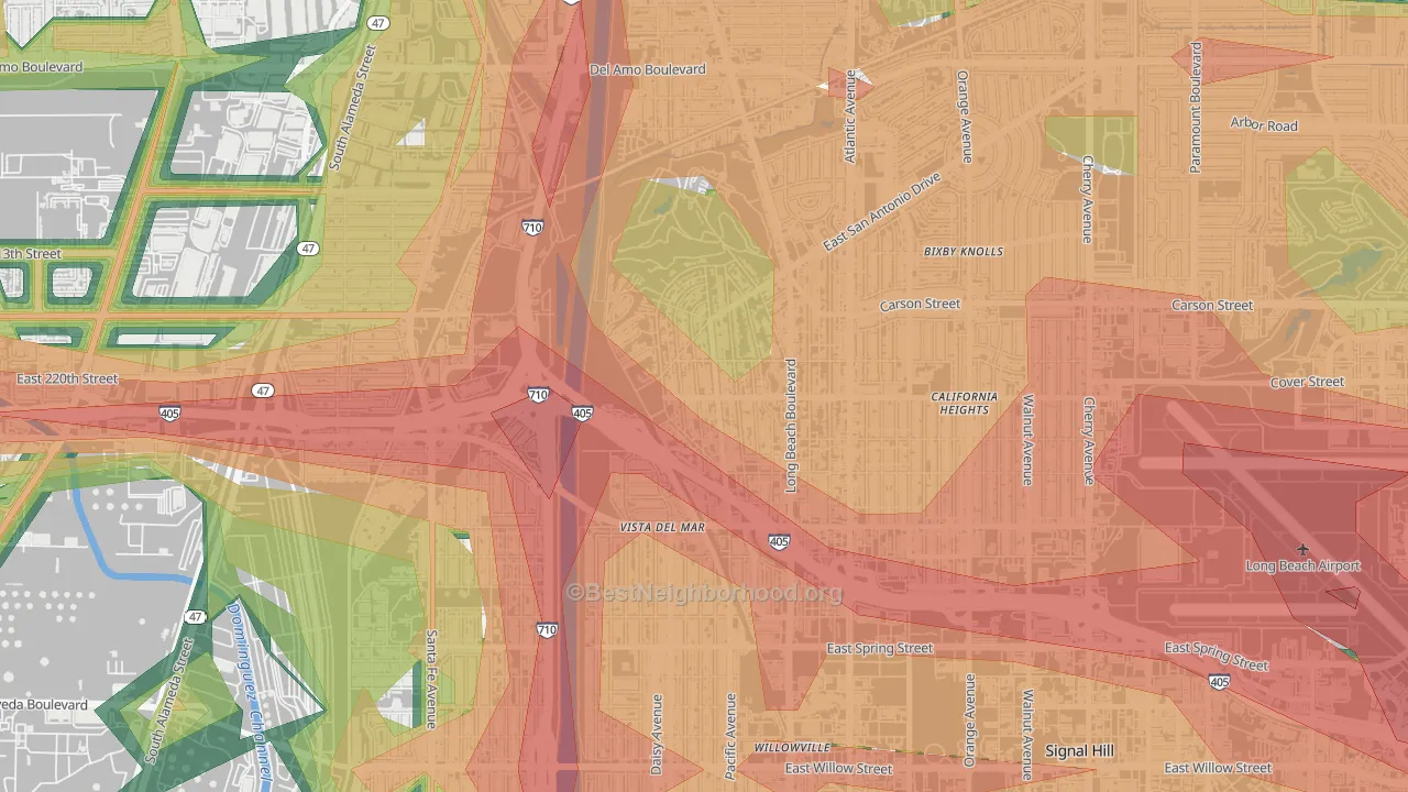 Los Cerritos, Long Beach, CA Map of Noise Levels in Los Cerritos