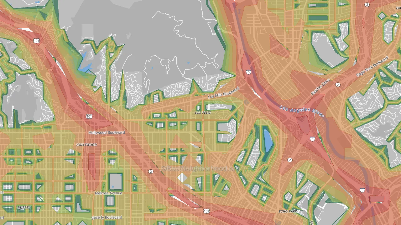 Los Feliz, Los Angeles, CA Map of Noise Levels in Los Feliz