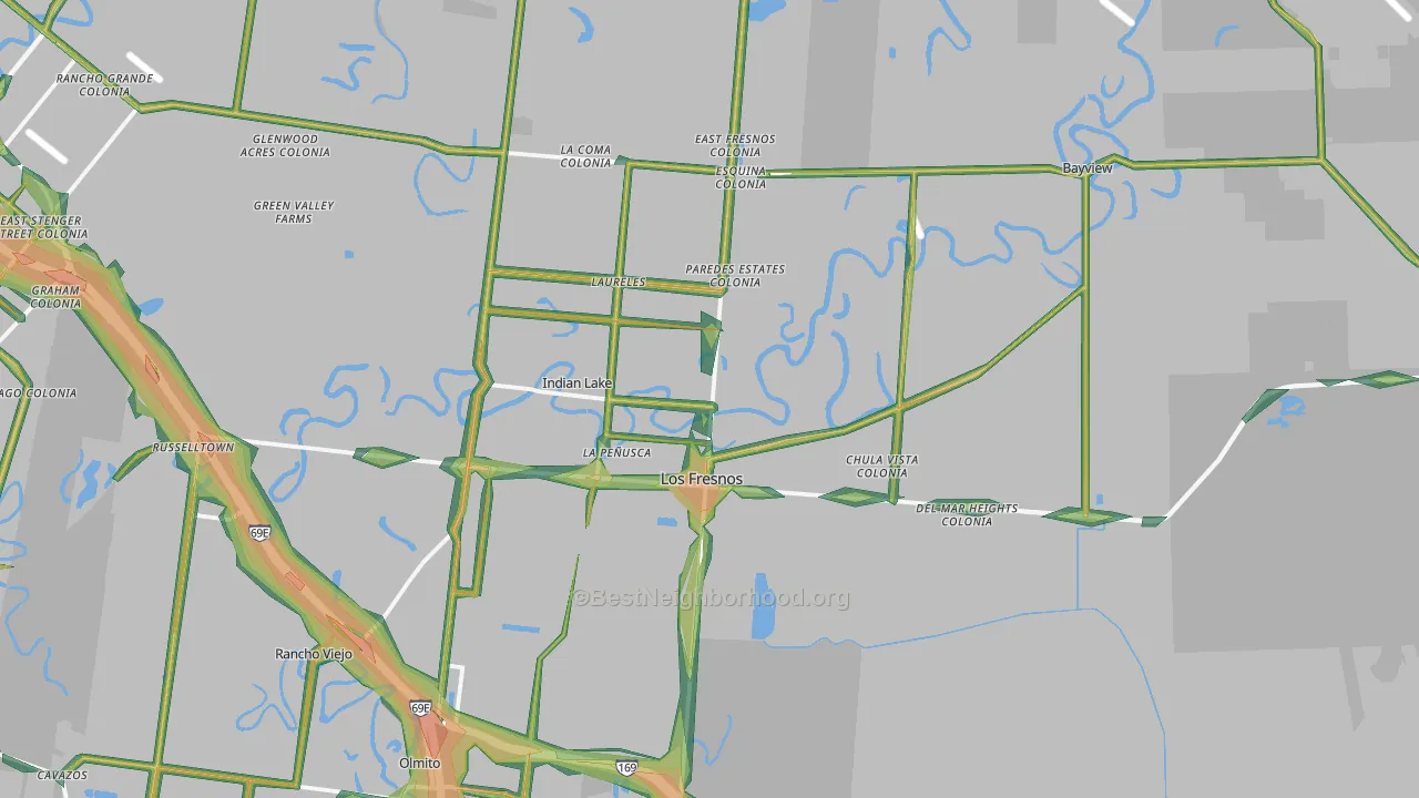 Los Fresnos, TX Map of Noise Levels in Los Fresnos