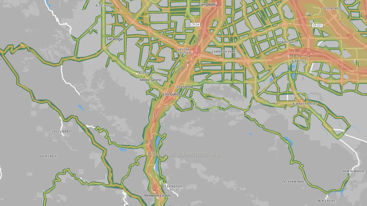 Los Gatos, CA Map of Noise Levels in Los Gatos
