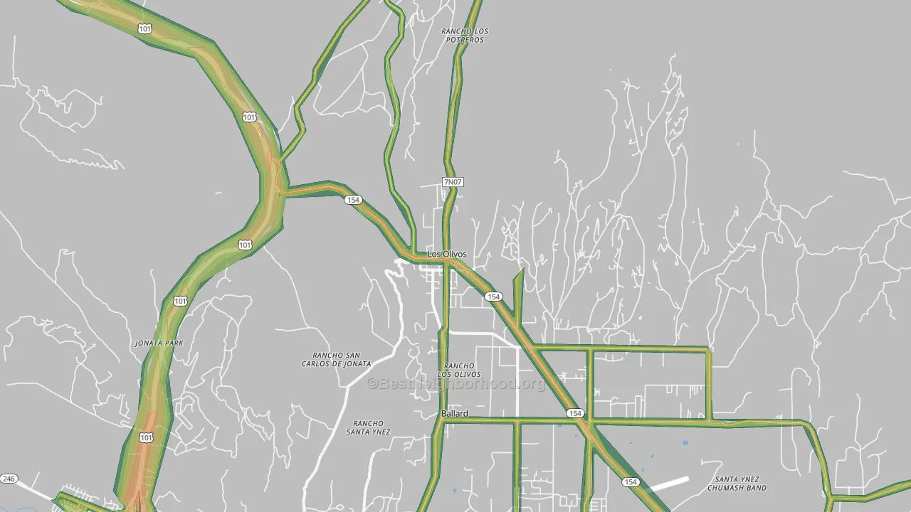 Los Olivos, CA Map of Noise Levels in Los Olivos