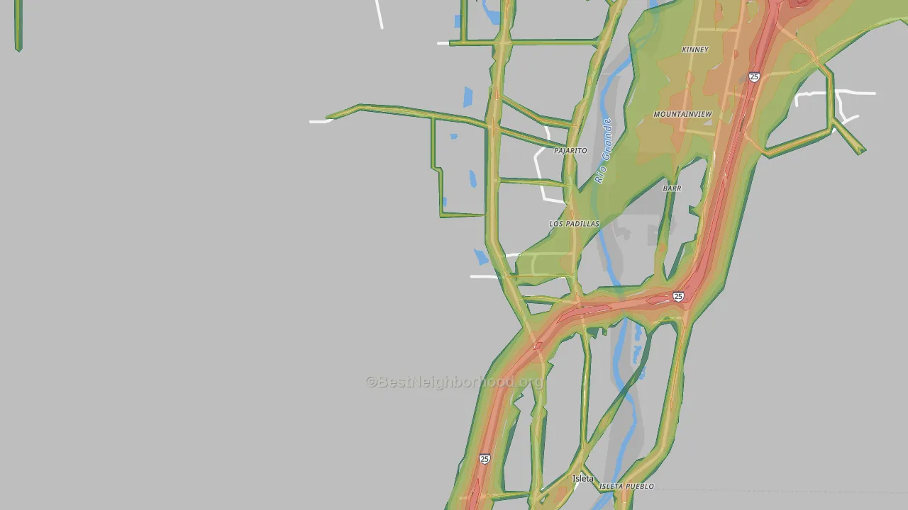 Los Padillas, NM Map of Noise Levels in Los Padillas