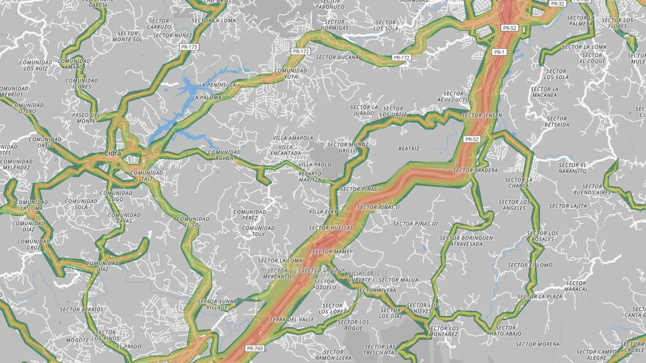 Los Panes, PR Map of Noise Levels in Los Panes