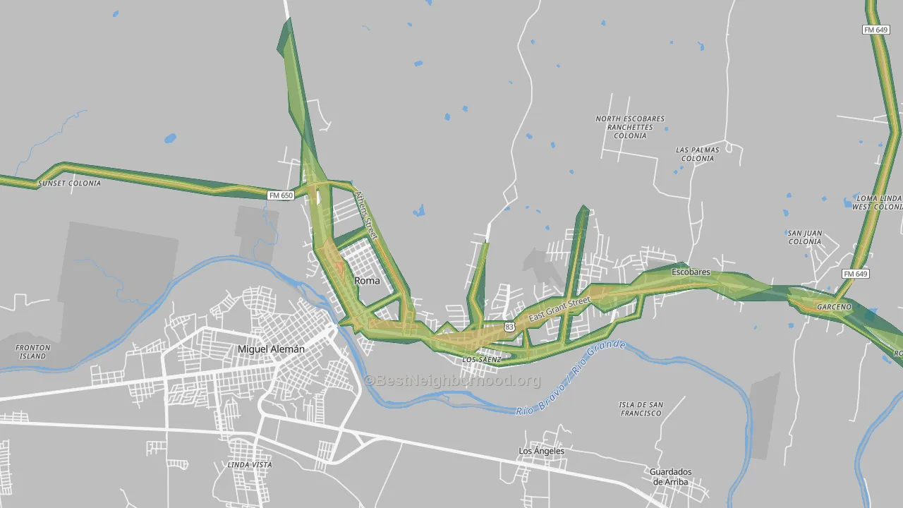 Los Saenz, TX Map of Noise Levels in Los Saenz