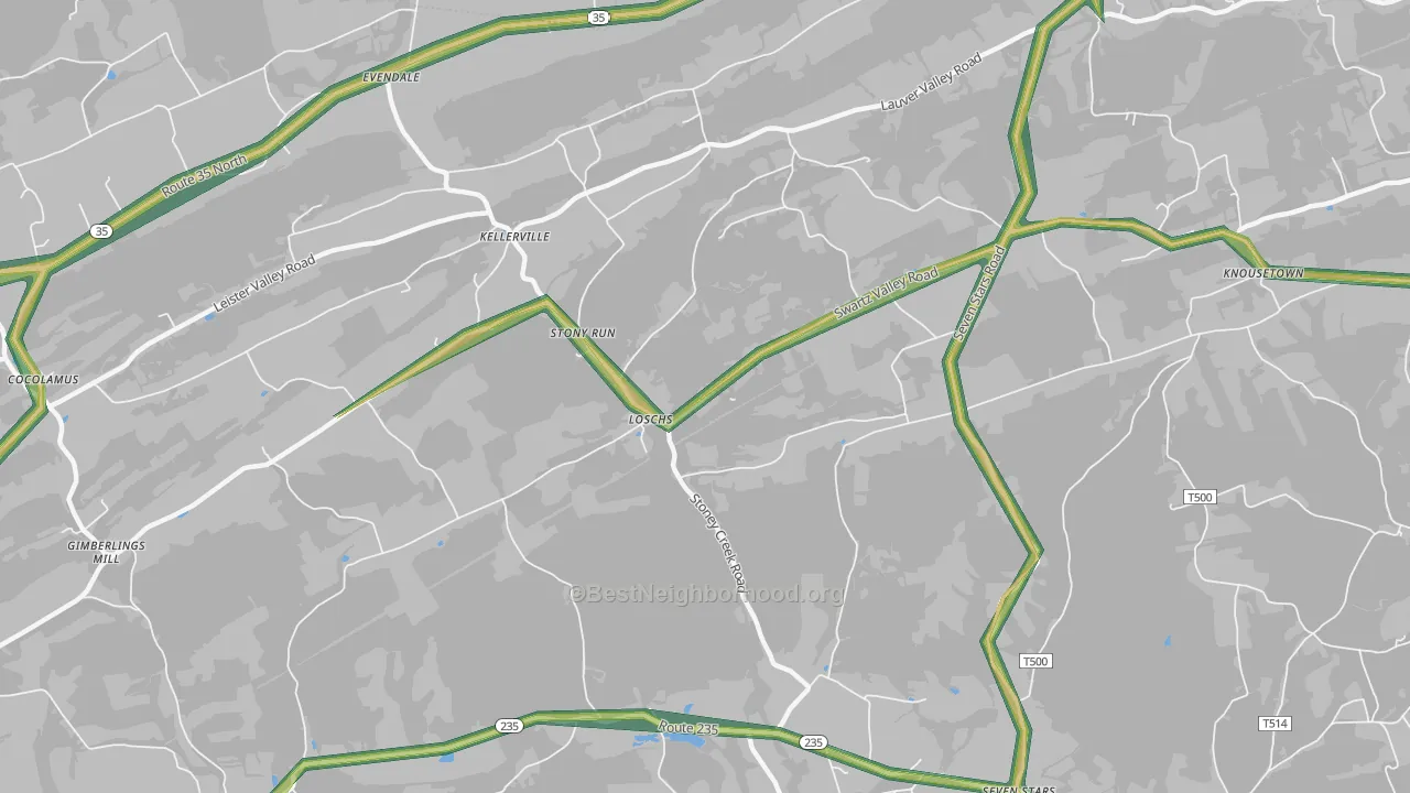Loschs, PA Map of Noise Levels in Loschs