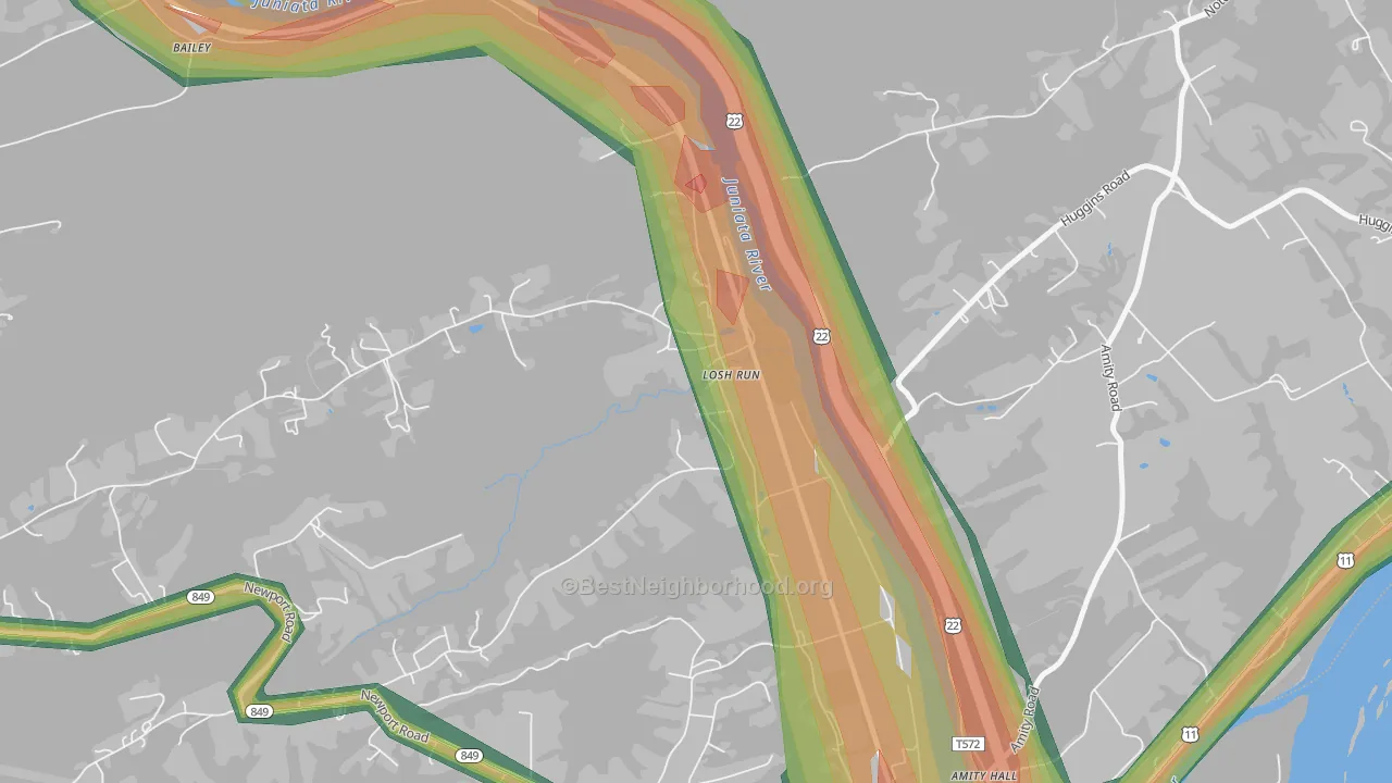 Losh Run, PA Map of Noise Levels in Losh Run