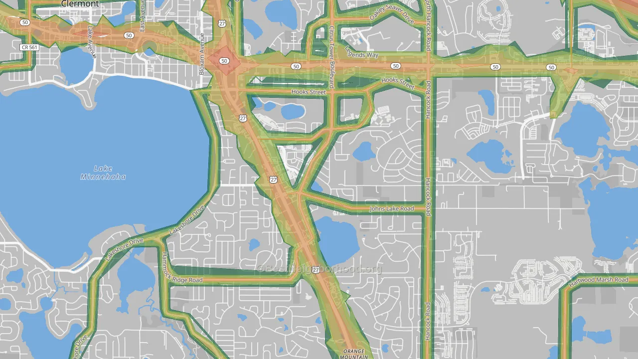 Lost Lake, Clermont, FL Map of Noise Levels in Lost Lake
