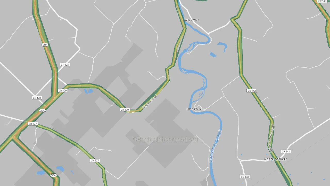 Lost Valley, NY Map of Noise Levels in Lost Valley