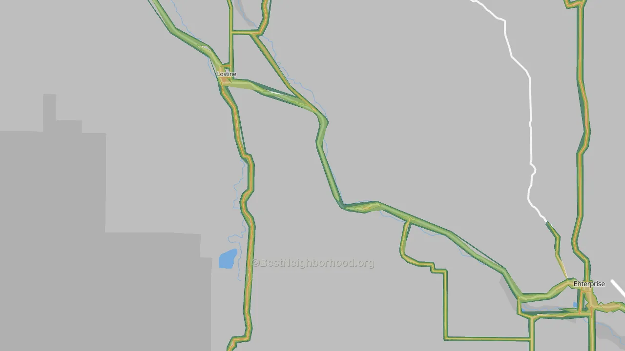 Lostine, OR Map of Noise Levels in Lostine